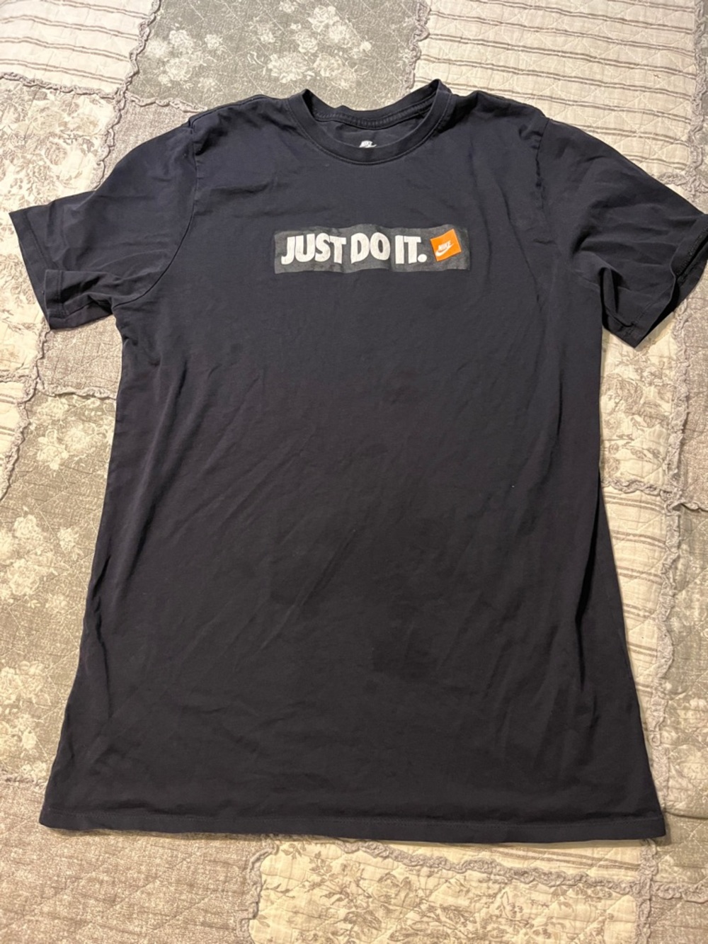 Nike Black Tee with White & Orange 'Just Do It.' Logo